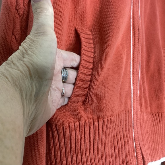 Vtg Roland Garros Paris Full Zip Tennis Cardigan Hooded Orange Cotton Sm - Picture 4 of 8